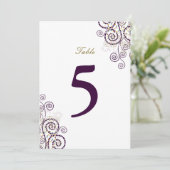 Elegant Vintage Boho Paarse Spiraal Tafelnummer (Staand voorkant)