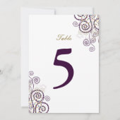 Elegant Vintage Boho Paarse Spiraal Tafelnummer (Achterkant)