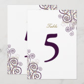 Elegant Vintage Boho Paarse Spiraal Tafelnummer (Voorkant / Achterkant)