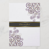 Elegant Vintage Boho Paarse Spirals Modern Wedding Menu (Achterkant)