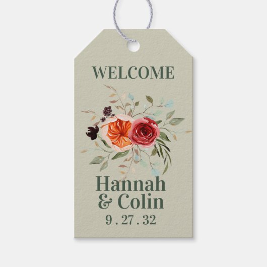 Elegant Vintage Boho Red Oranje grijs Cadeaulabel (Voorkant)