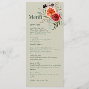 Elegant Vintage Boho Red Oranje grijs Menu