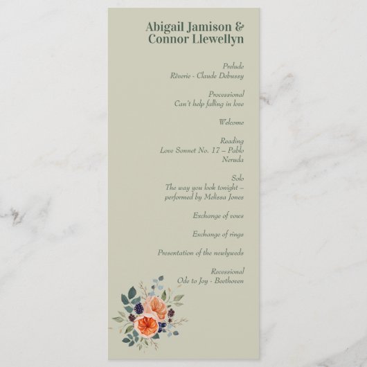 Elegant Vintage Boho Red Oranje grijs Programmakaart (Voorkant)