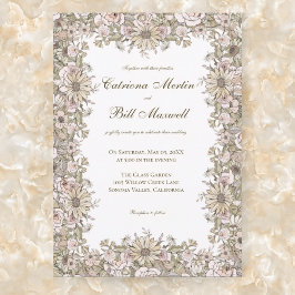 Elegant Vintage Botanical Frame Wedding Invitation Kaart
