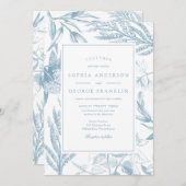 Elegant Vintage Botanical Wedding Invitation Kaart (Voorkant / Achterkant)
