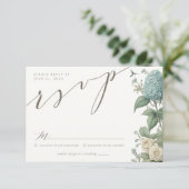 Elegant Vintage Botanical Wedding RSVP Card (Staand voorkant)