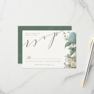 Elegant Vintage Botanical Wedding RSVP Card Kaartje