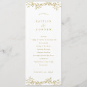 Elegant Vintage Botanisch Huwelijksprogramma Goud Programmakaart (Voorkant)