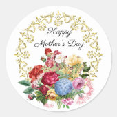 Elegant Vintage Botanische Moederdag Ronde Sticker (Voorkant)