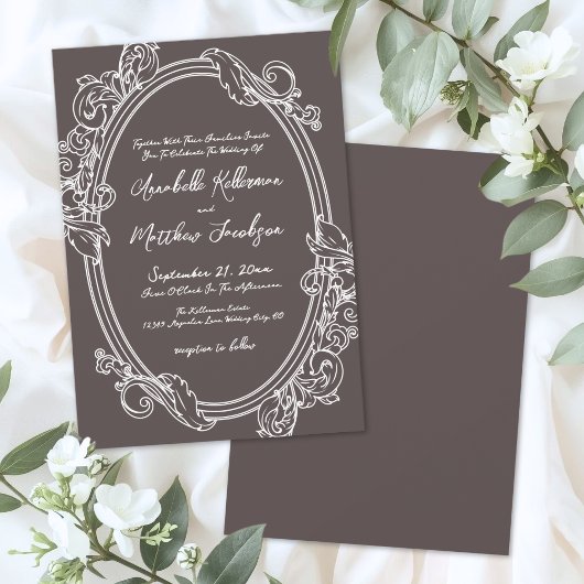 Elegant Vintage Brown Wedding Kaart