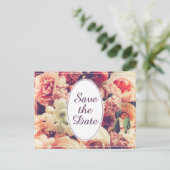 Elegant vintage bruiloft aankondiging, bloemmotief feestdagenkaart (Staand voorkant)