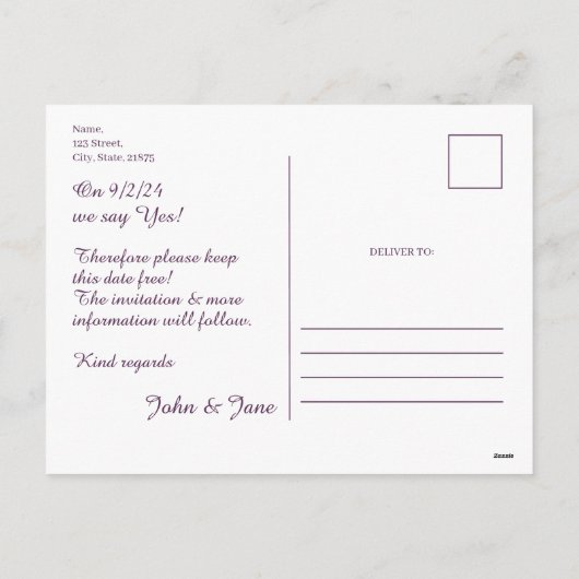 Elegant vintage bruiloft aankondiging, bloemmotief feestdagenkaart (Achterkant)