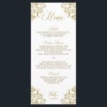 Elegant vintage bruiloft menu | Nadine (goud)<br><div class="desc">Deze elegante trouwmenukaart past perfect bij onze Nadine uitnodigingssuite. De ontwerpkleur is in goud ingesteld, maar u kunt de kleur van het ontwerp wijzigen door de achtergrondkleur te wijzigen. **HOE UW ONTWERPKLEUR TE WIJZIGEN** 1) Klik op de Button "Personaliseren". 2) Klik onderaan op de link "KLIK OM VERDER AAN TE...</div>