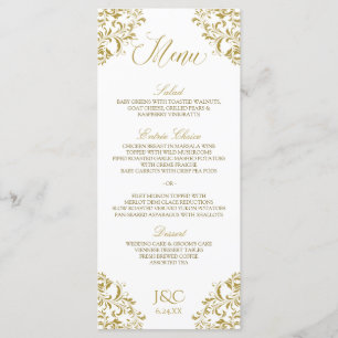 Elegant vintage bruiloft menu   Nadine (goud)