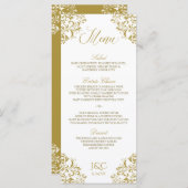 Elegant vintage bruiloft menu | Nadine (goud) (Voorkant / Achterkant)