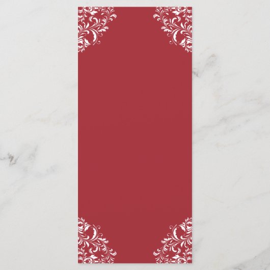 Elegant vintage bruiloft menu | Nadine (rood) (Achterkant)