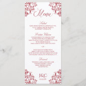 Elegant vintage bruiloft menu | Nadine (rood) (Voorkant)