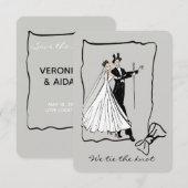 Elegant Vintage bruiloft paar Save The Date (Voorkant / Achterkant)