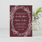 Elegant Vintage Burgundy Wedding Kaart (Staand voorkant)