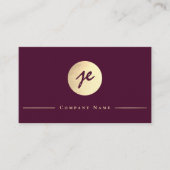 Elegant Vintage Burgundy Wine Gold Script Monogram Visitekaartje (Voorkant)