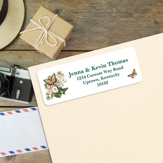 Elegant Vintage Butterfly & Flowers Retrun Labels