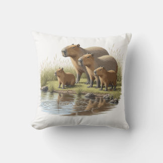 Elegant Vintage Capybara Family Kussen