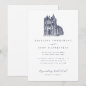 Elegant Vintage Cathedral Illustration Wedding Kaart (Voorkant / Achterkant)