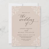 Elegant Vintage Champagne Tan Wedding Kaart (Voorkant)