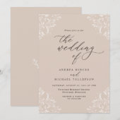 Elegant Vintage Champagne Tan Wedding Kaart (Voorkant / Achterkant)