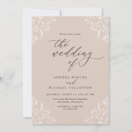 Elegant Vintage Champagne Tan Wedding Kaart