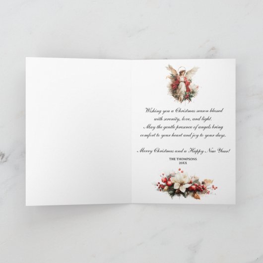 Elegant Vintage Christmas Angel Feestdagen Kaart (Binnen)