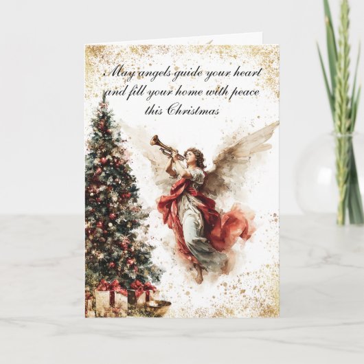 Elegant Vintage Christmas Angel Feestdagen Kaart (Voorkant)