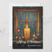 Elegant Vintage Christmas Candle Greeting Card Feestdagenkaart (Voorkant)