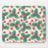 Elegant Vintage Christmas Holly Floral Pattern |  Muismat (Voorkant)