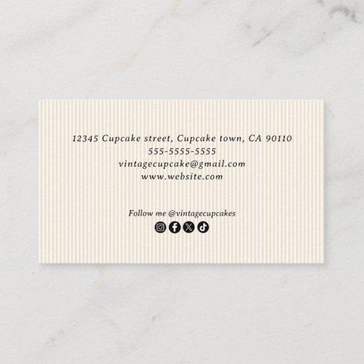 Elegant Vintage Cooking Utensils Visitekaartje (Achterkant)