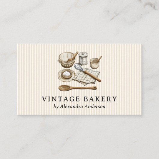 Elegant Vintage Cooking Utensils Visitekaartje (Voorkant)