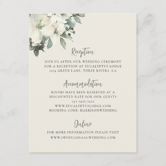 Elegant Vintage Cream Floral Wedding Informatiekaartje (Voorkant)