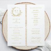 Elegant Vintage Crest Gold Classic Wedding Programmakaart