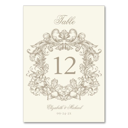 Elegant Vintage Crest Ivory Wedding Kaart (Voorkant)