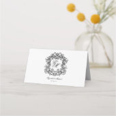 Elegant Vintage Crest Monogram Weddenschap Plaatskaartje (Achterkant)