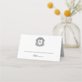 Elegant Vintage Crest Monogram Weddenschap Plaatskaartje (Voorkant)