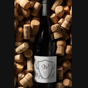Elegant Vintage Crest Wedding Wine en Sparkling Wijnetiket