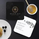 Elegant Vintage Crown Honey Queen, Black & Gold Contactkaartje<br><div class="desc">Elegant stijlvol visitekaartje met honingthema. Het ontwerp is voorzien van een eigen, met de hand getekende koningin van stijl, honingbij met een elegante gouden kroon boven de koningin in in faux goud. Een prachtige rustige florale stijl met lijsten van de koninginnenbijenafbeelding. Een zwarte achtergrond contrasteert prachtig met het design van...</div>