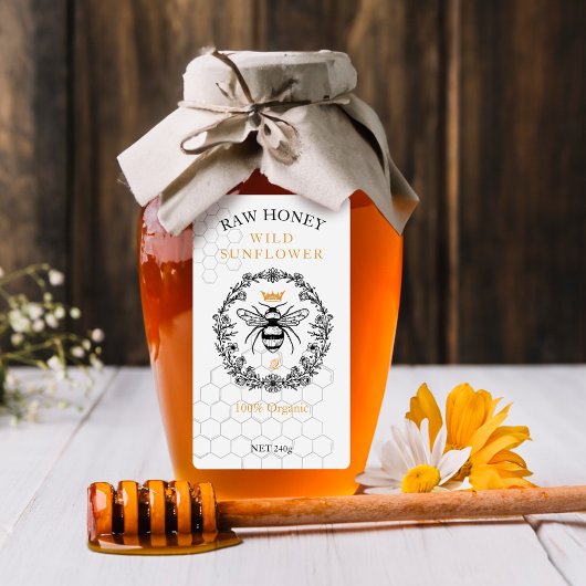 Elegant Vintage Crown Queen Bee Honey Jar Label