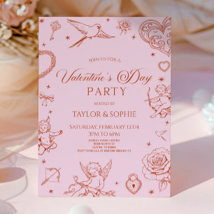 Elegant Vintage Cupid Valentijnsdag Feest Kaart