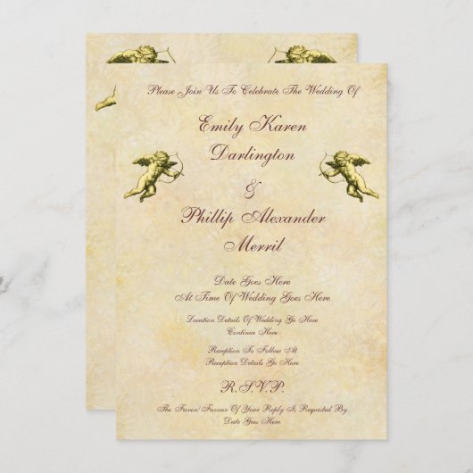 Elegant Vintage Cupids & Cherubs Wedding Kaart (Voorkant / Achterkant)