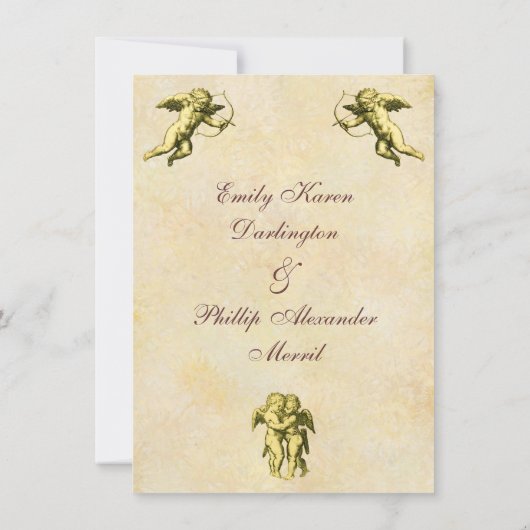 Elegant Vintage Cupids & Cherubs Wedding Kaart (Achterkant)