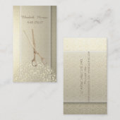 Elegant Vintage, Damask, Lace, Scissors Visitekaartje (Voorkant / Achterkant)