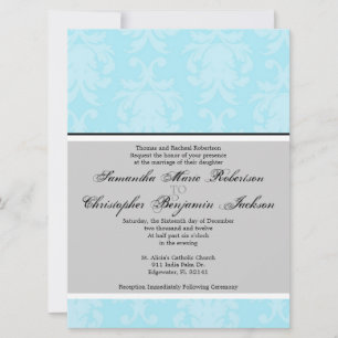 Elegant Vintage Damask Wedding Invite Kaart