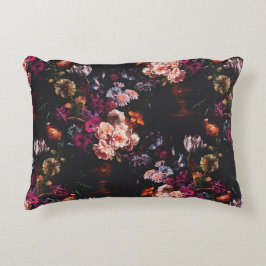 Elegant Vintage Dark Moody Burgundy Floral  Accent Kussen